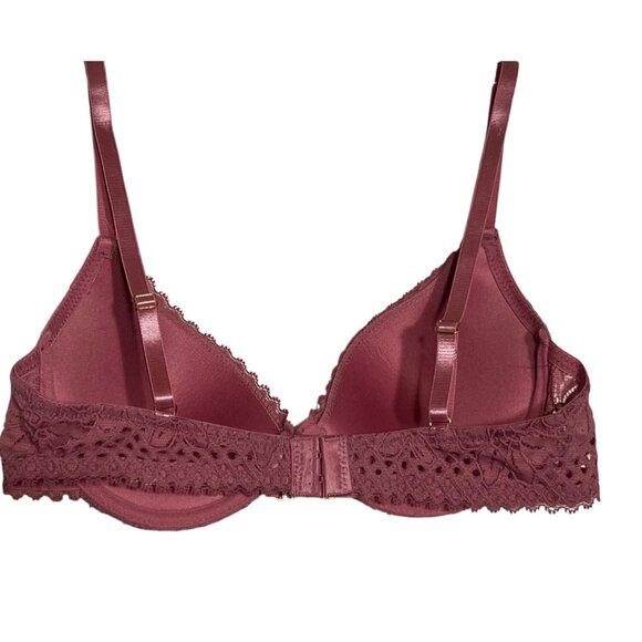 Juicy Couture 34C Pink Lace Push-Up Bra Adj Straps Sweetheart Charm Accent - Picture 8 of 16